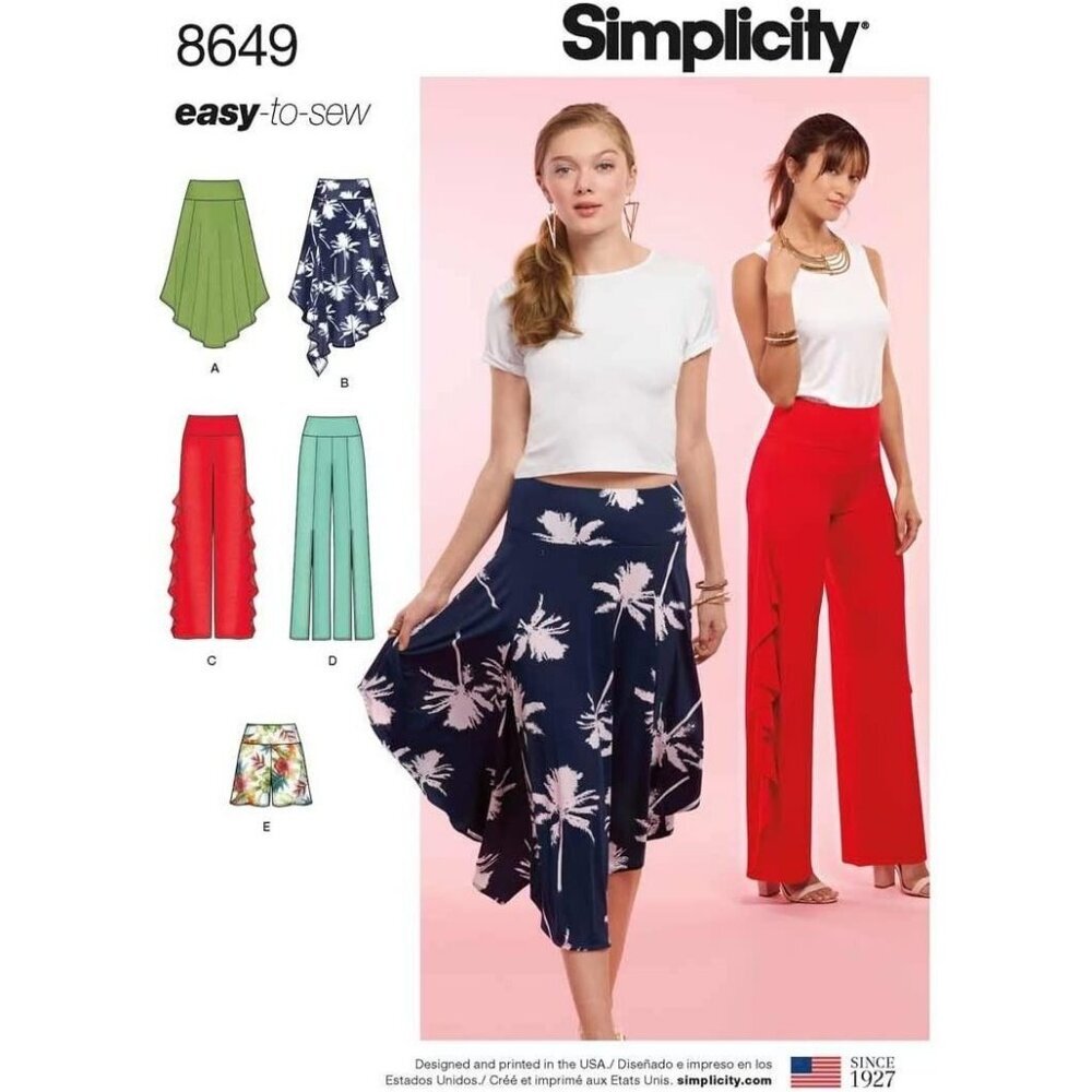 Simplicity Sewing Pattern 8649 Skirts Shorts Pants Misses Size 4-12‎